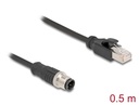 Delock M12 Adapter Cable D-coded 4 pin male to RJ45 male 50 cm