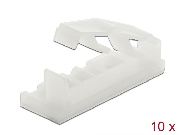 Delock Flat cable holder with locking clip self-adhesive screwable natural 10 pieces