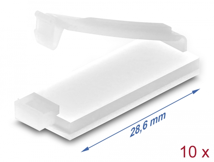 Delock Flat cable holder with locking clip self-adhesive natural 10 pieces