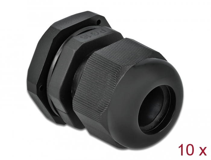 [60218] Kaabli läbiviik PG16 10 - 14mm, must IP68, koos mutriga (10k)