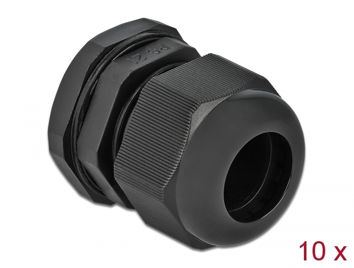 [60222] Kaabli läbiviik PG21 13 - 18mm, must IP68, koos mutriga (10k)