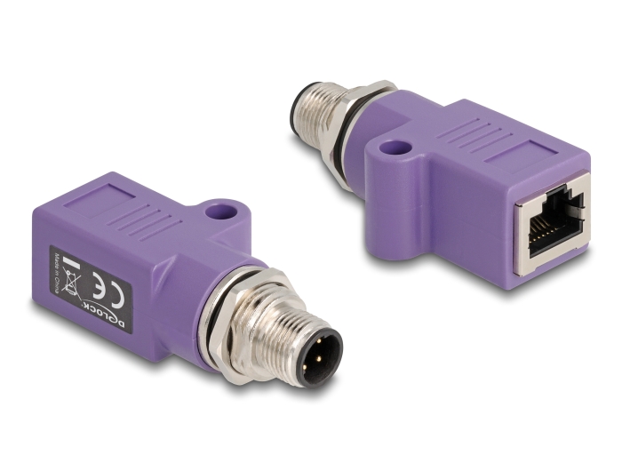 Adapter M12 (M) - RJ45 (F) D-code 4 pin
