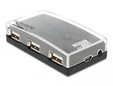 USB 2.0 hub, 4 porti, läbipaistev, lisatoitega