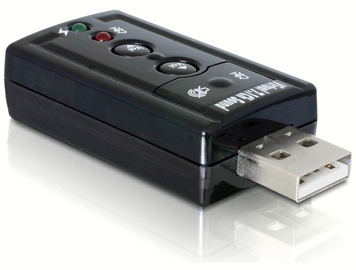 USB 2.0 helikaart, 1x 3.5mm stereo, 1x 3.5mm microphone, 7.1 channel Sound, Xear 3D