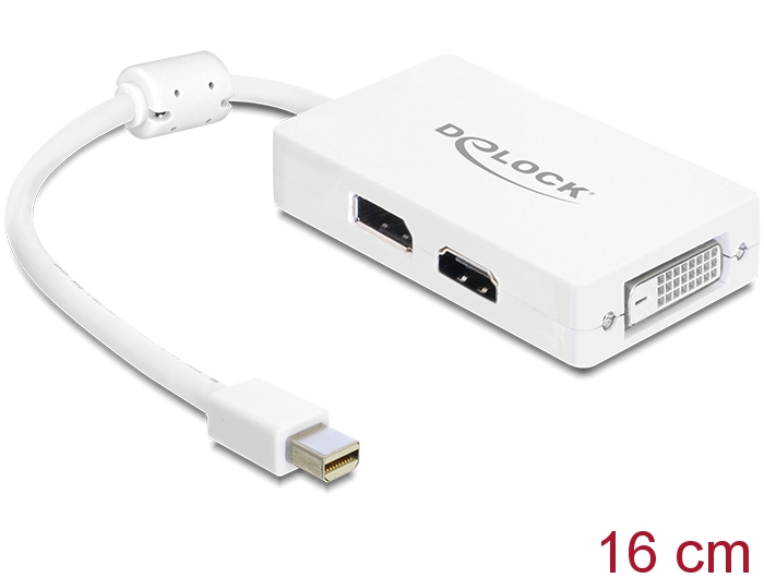 Delock Adapter mini DisplayPort 1.1 male > DisplayPort / HDMI / DVI female Passive white