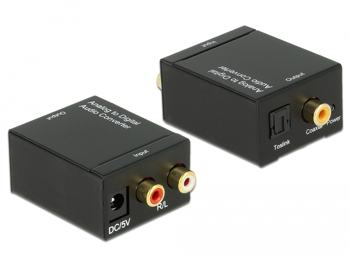Konverter 2xRCA Analoog Coaxial - TosLink Coaxial, 16 Bit / 48 kHz