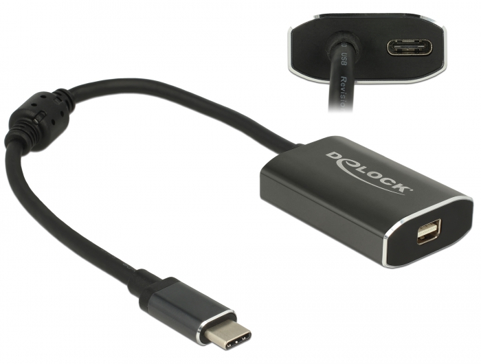 Üleminek USB-C (M) - mini Displayport (F) 4K@60Hz, sobib ka Macidele, lisatoite võimalus