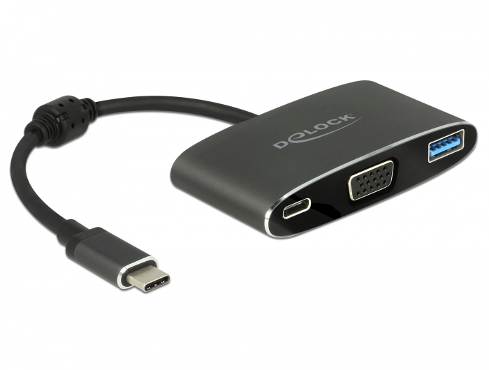 [62992] Üleminek USB-C (M) - VGA 1920x1200@60Hz, 1x USB 3.1 A, 1x USB-C, lisatoite võimalus