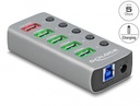 USB 3.0 hub, 5 porti, lülititega, hall, valgustusega