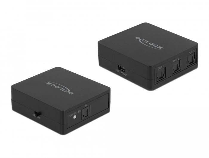 [63397] Delock S/PDIF TOSLINK Switch 1 In 3 Out with USB Powered