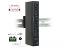 USB 3.0 hub, 10 porti, tööstuslik, 20 kV ESD kaitsega, kinnitused kaasas