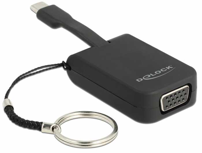 Üleminek USB-C (M) - VGA (F) 1080p@60Hz, võtmehoidjaga,  sobib ka Mac´ile ning toetab ka Thunderbolt 3´e