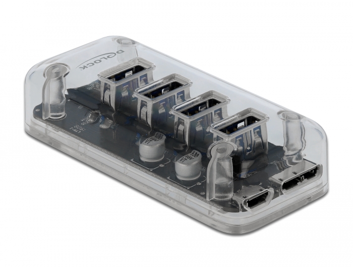 USB 3.0 hub, 4 porti, läbipaistev