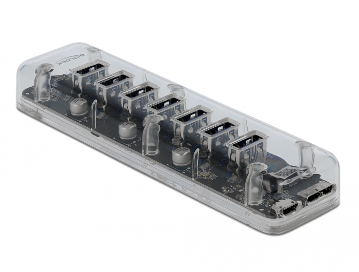USB 3.0 hub, 7 porti, läbipaistev