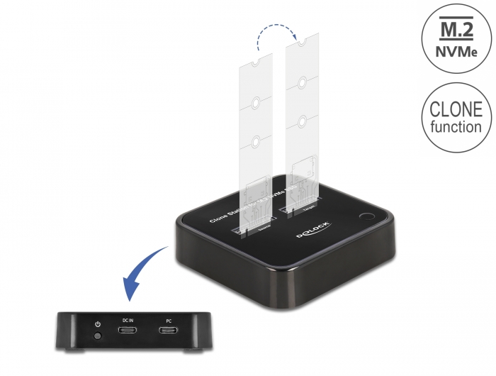 Docking ja Cloning station 2 x M.2 NVMe PCIe SSD ketastele kuni 10 GB/s, USB 3.2