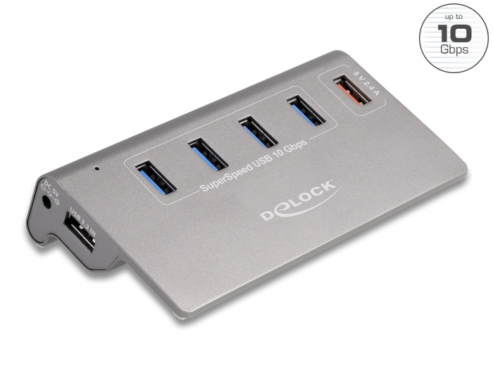 USB 3.2 hub, 5 porti, hall, kuni 10Gbps, lisatoitega
