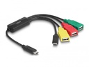 USB 2.0 hub: 4 porti: 3 USB A (F) + USB-C (M), 0.30m kaablitega