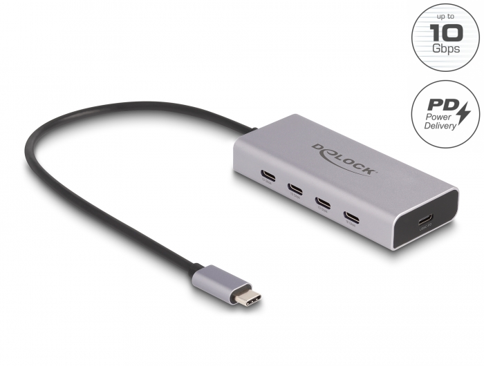 USB-C hub: 4x USB-C, 1x USB-C PD 85W, hall