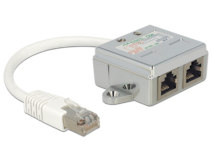 [65177] Delock RJ45 Port Doubler 1xRJ45 plug > 2xRJ45 jack (2xEthernet)