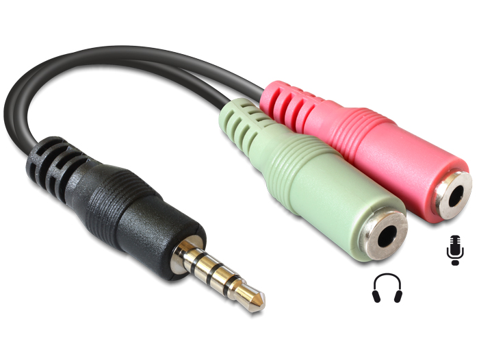 [65344] Adapter audio 3.5mm (M) 4pin - 2x3.5mm 3pin (F) 0.12m, must