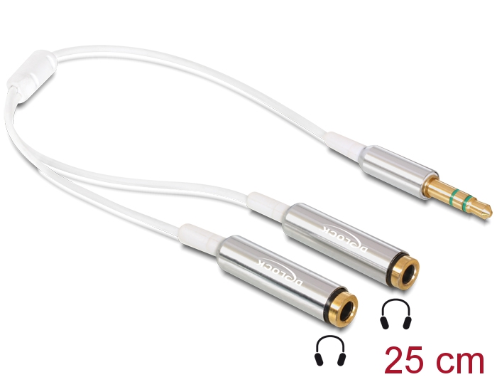 Delock Cable audio splitter stereo jack male 3.5 mm 3 pin > 2 x stereo jack female 3.5 mm 3 pin 25 cm