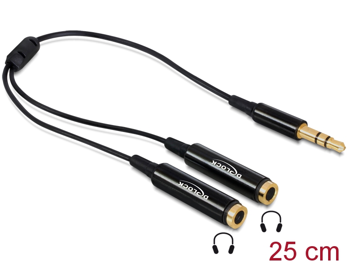 [65356] Adapter 3.5mm 3pin (F) - 2x3.5mm 3pin (M) 0.25m, must
