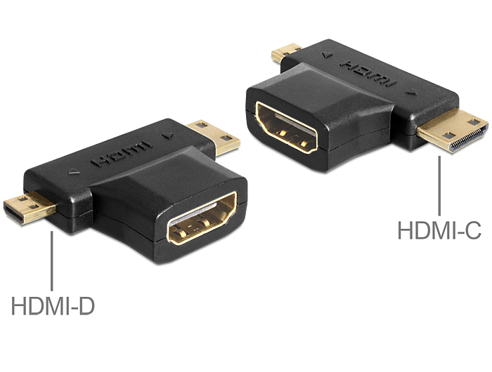 [65446] Üleminek HDMI (F) - Mini-C (M), Micro-D (M), must