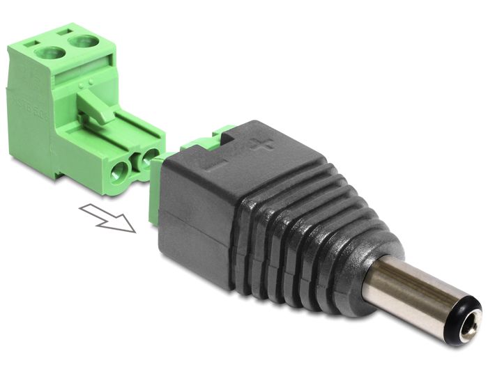 DC 5.5 x 2.5mm (M) - Terminal Block 2pin, kahe osaline