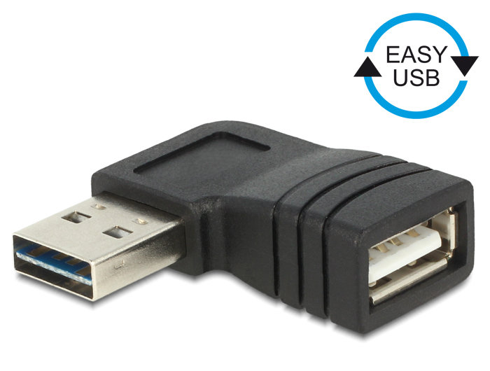 Delock Adapter EASY-USB 2.0-A male > USB 2.0-A female angled left / right