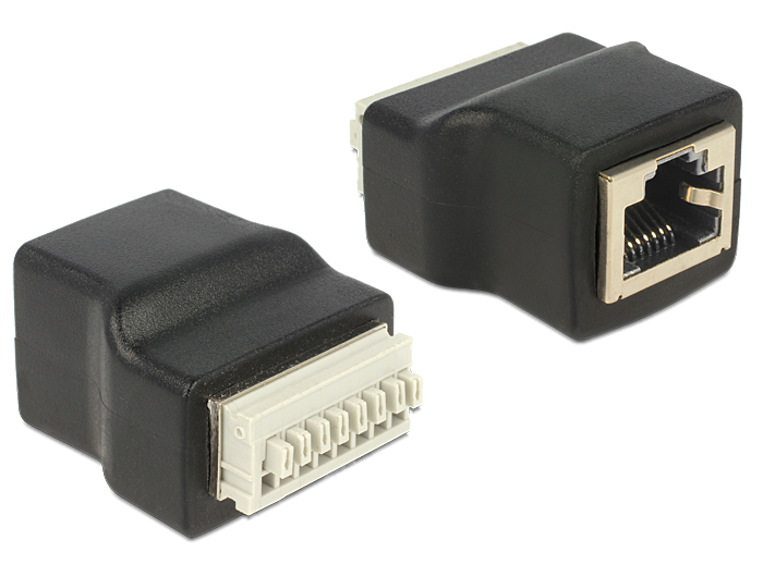 RJ45 (F) - Terminal Block 8pin, iseennistuvate nuppudega