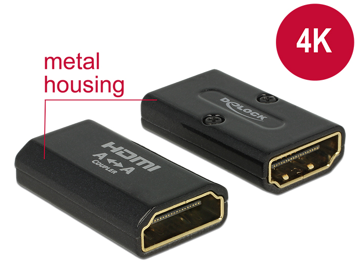 [65659] Delock Adapter High Speed HDMI with Ethernet – HDMI-A female > HDMI-A female 4K Gender Changer black