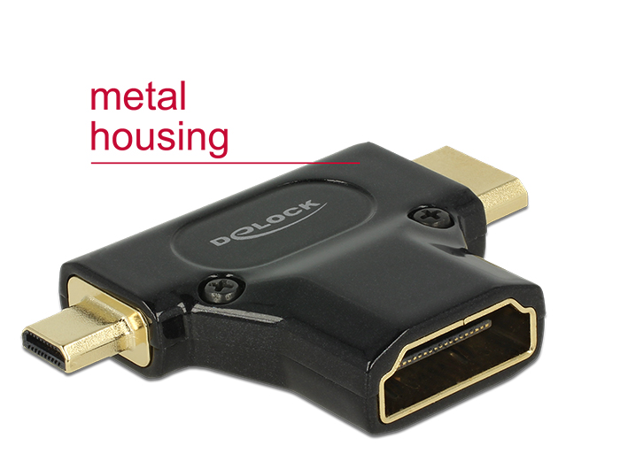 [65666] Üleminek HDMI (F) - Mini-C (M), Micro-D (M), 2K@60Hz, must