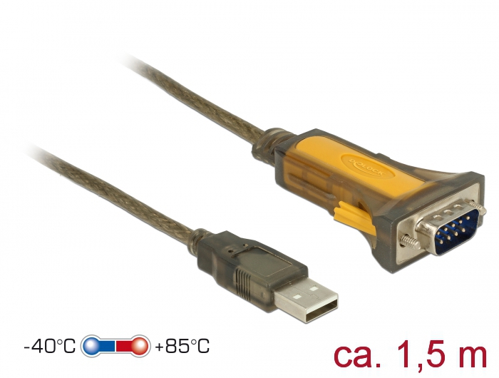 Konverter: USB 2.0 - RS232 (9 pin), 0.66m, -40 °C - to 85 °C