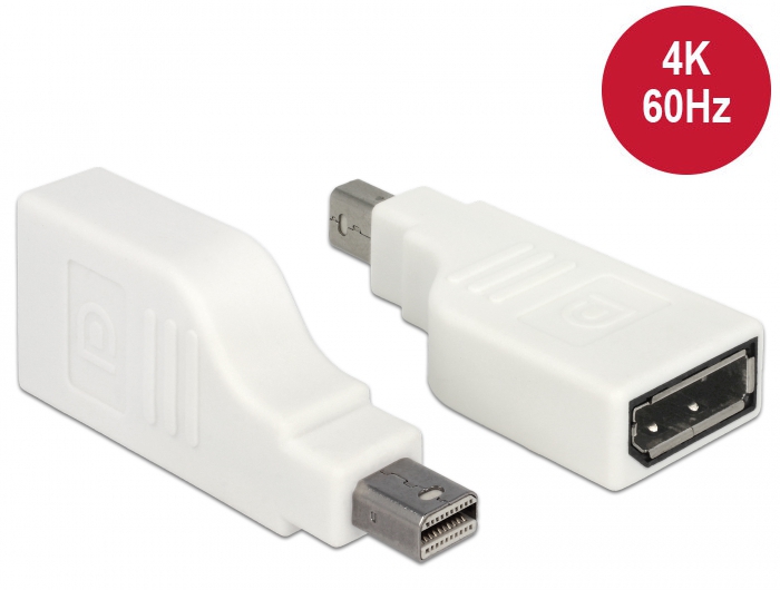 [65867] Delock Adapter mini Displayport 1.2 male > Displayport female 4K 90° turned white