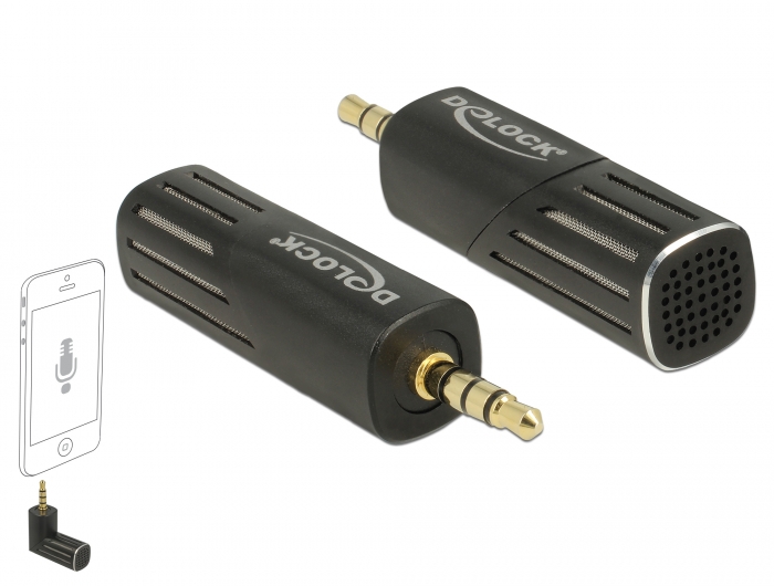 [65894] Mikrofon 3.5 mm 4pin, keeratav 90° nurga alla, tundlikkus  -38 dB +/- 3 dB, alumiiniumist, must