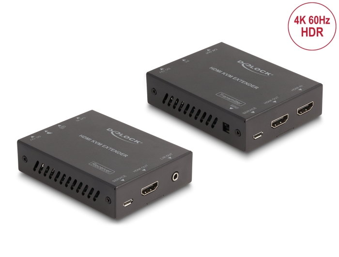 KVM pikendaja, HDMI + USB + Heli, 4K@60Hz, (3840x2160 kuni 70m CAT6 või CAT6a kaabliga), PoC, HDMI loop