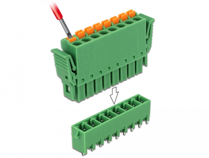 [65974] Delock Terminal block set for PCB 8 pin 3.81 mm pitch vertical