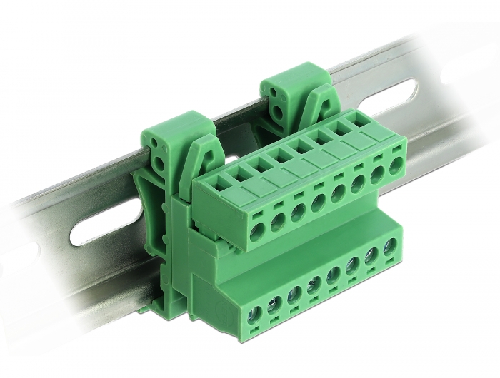 [66081] Delock Terminal Block Set for DIN Rail 8 pin with pitch 5.08 mm angled