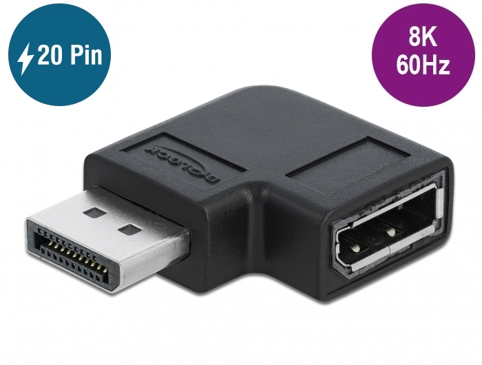 [66296] Adapter DisplayPort 1.4 (M) - (F) 90° nurgaga vasakule