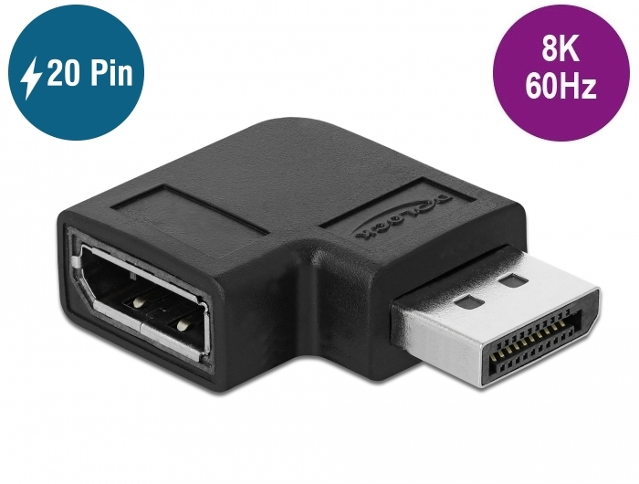 [66297] Adapter DisplayPort 1.4 (M) - (F) 90° nurgaga paremale
