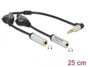 Adapter 3.5mm 3pin (M) - 2x3.5mm 3pin (F) 0.25m, potentsiomeetriga