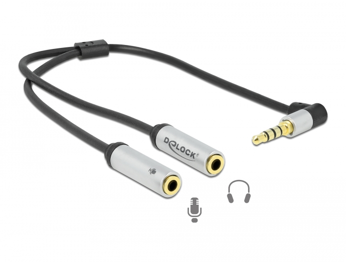 Audio Adapter 3.5mm (M) 4pin nurgaga - 2x3.5mm 3pin (F) 0.25m