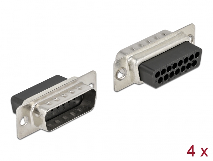 [66709] Delock D-Sub 15 pin crimp male, metal, 4 pieces