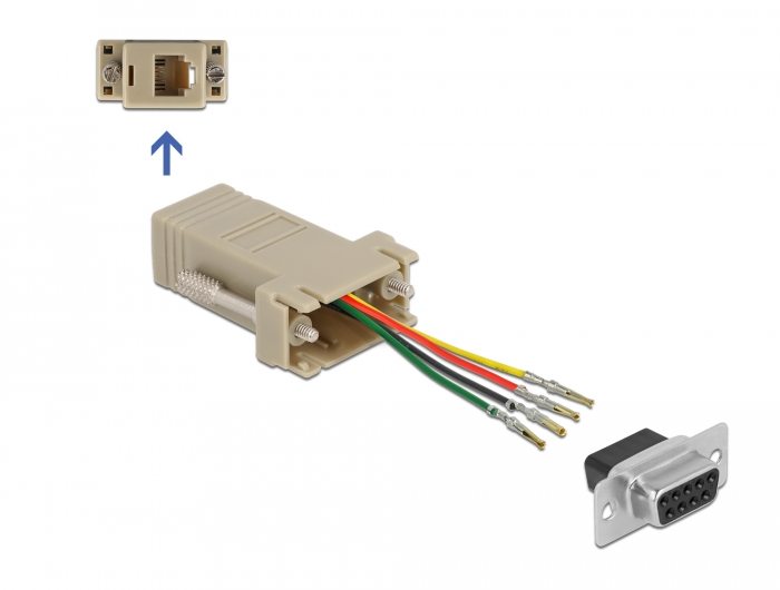 Delock D-Sub 9 pin female to RJ11/RJ14 6P/4C female Assembly Kit