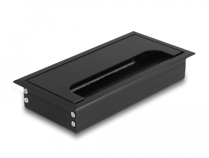 Läbiviik lauale paigaldamiseks 160x80x28mm, harjadega, must