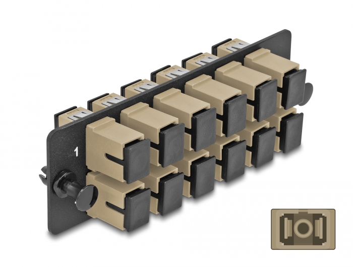 [66927] Delock Fiber Optic Adapter Panel SC Simplex OM1 / OM2 12 Port beige