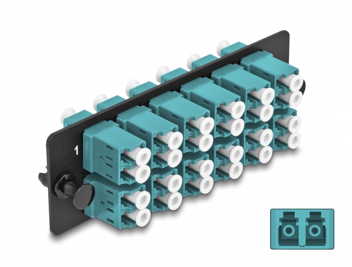 [66933] Delock Fiber Optic Adapter Panel LC Duplex OM4 12 Port aqua