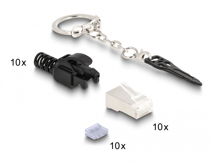 [66988] Modularpistik RJ45 Cat6a varjestatud, lukustatav 10tk/pakk
