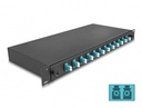 FO paneel 12xLC duplex liikuva riiuliga OM3 19´´ 1U must adapter kruvidega