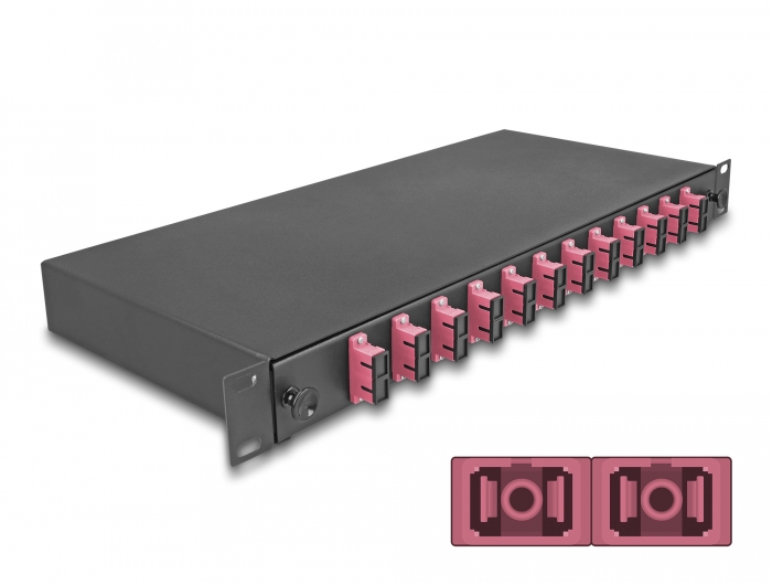 [67008] Delock 19″ Optical Fiber Splice Box 12 x SC Duplex OM4 1U complete assembled